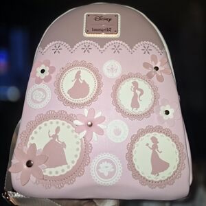 New!Loungefly Disney Princess Silhouettes Floral Lace Mini Backpack